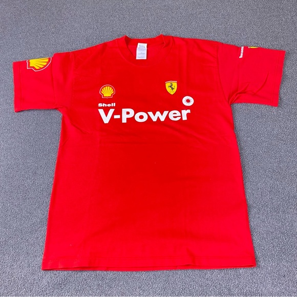 Ferrari Official Shell V- Power Red T-Shirt Men’s Size Large - Picture 1 of 8